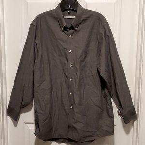 Geoffrey Beene Pinpoint Oxford Button Down Men's Gray Long Sleeve - 16 1/2,32/33